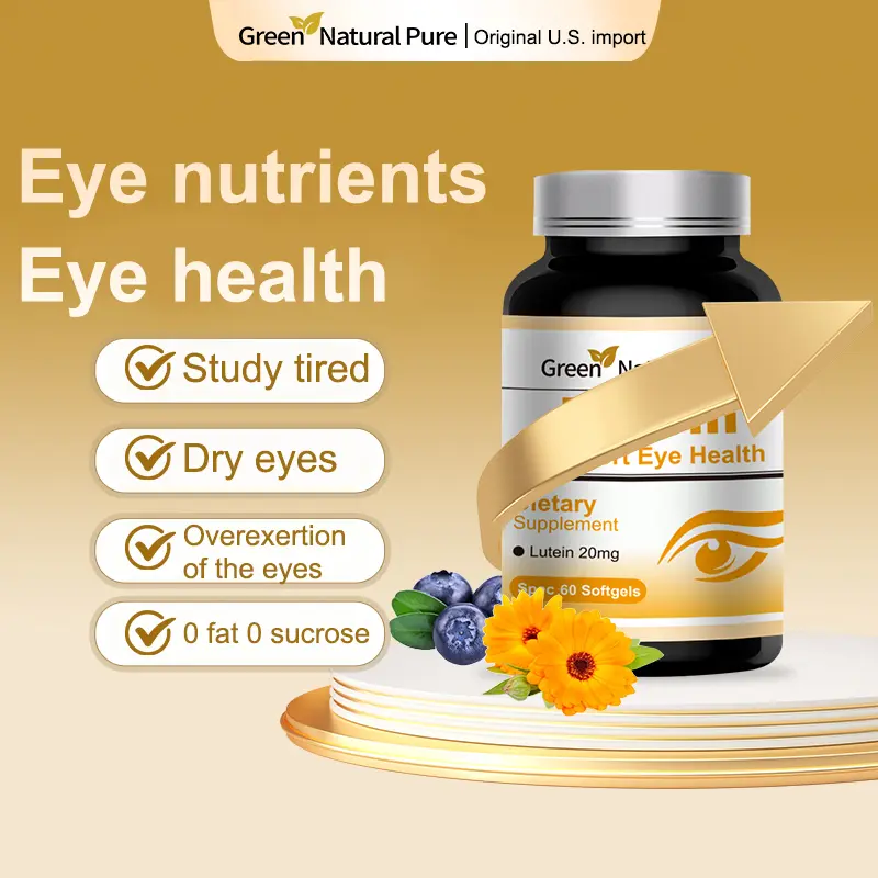 Natural Green Pure Lutein Softgels, Healthcare Dietary Eye Vitamin Supplement for Eye & Macular Health Support