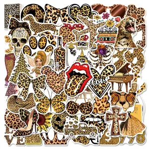 50 Cartoon Personalized Leopard Print Graffiti Series Stickers, Truck Sticker, Suitable for Faith Based Designs Such As Scrapbooks, Diaries, Laptops, Water Bottles, Cars, Etc., with Positive Messages As Gifts