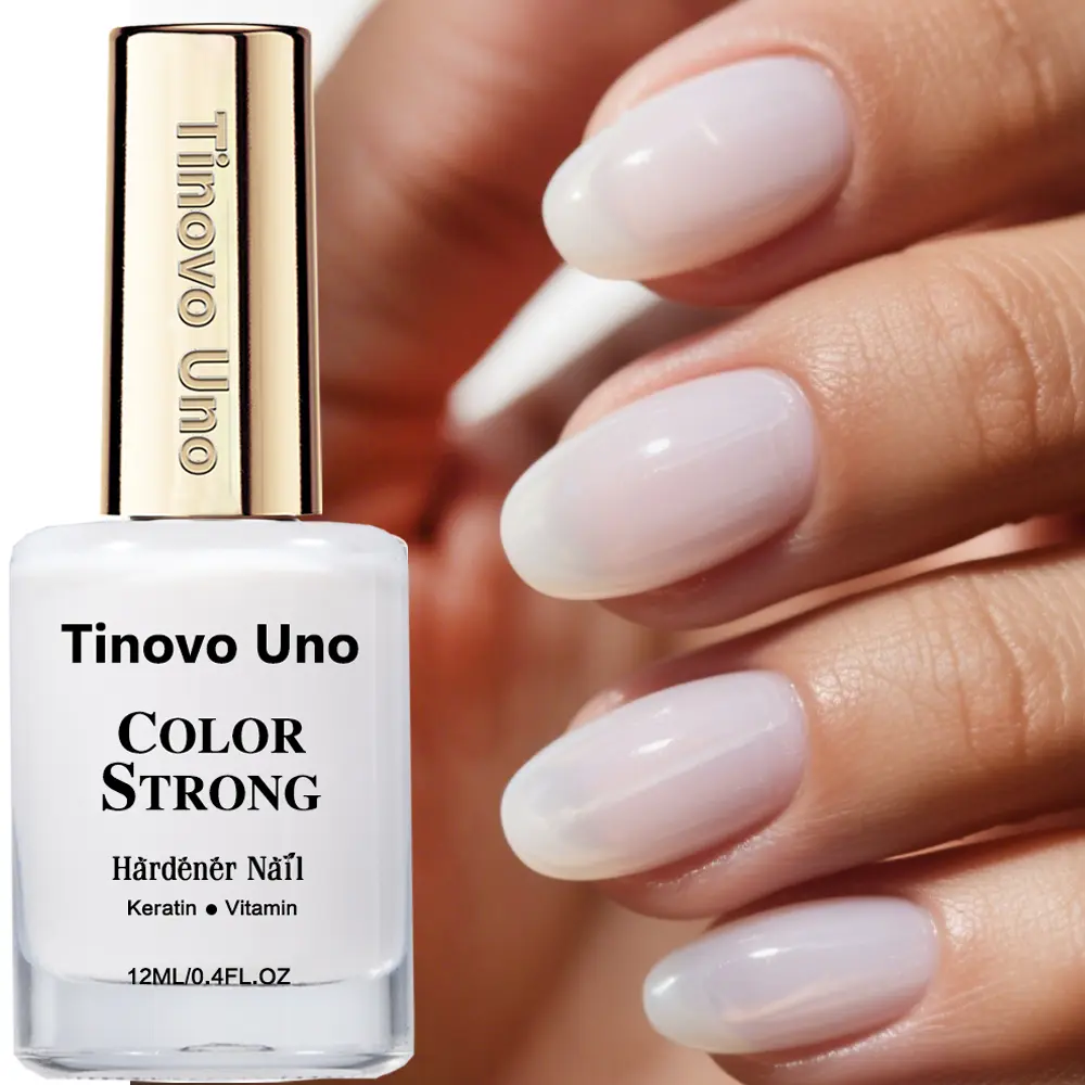 Tinovo Uno New Arrival 12ml Jelly White Color 2 in 1 Stronger Nail Polish French Manicure, French Tips Nails, French Nail Art, Quick Natural Dry, Smooth Application, Non-irritating Formula, Solvent-based, Special Original Logo Cap