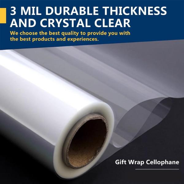 Clear Cellophane Wrap Roll 16" x 100' 3 Mil Thick for Gift Basket, Treats, Goodie Wrapping, Craft, Flower Bouquet - Plastic Clear Cellophane Wrap Roll 16" x 100' 3 Mil Thick for Gift Basket, Treats, Goodie Wrapping, Craft, Flower Bouquet - Plastic