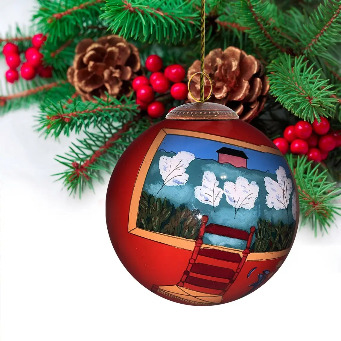 Hand-Blown Glass Ornament Hand-Painted Glass Ball Henri Matisse Red Room Christmas Tree Ornament, Holiday Décor & Housewarming Gift