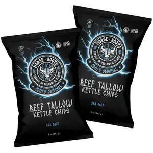 Norse Roots Beef Tallow Potato Chips – Odin's Original (Sea Salt) – Seed Oil Free Kettle Chips, Gluten Free, 2 Pack, 5 oz Bags