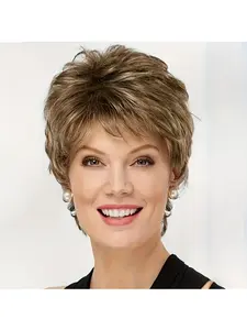 Women's Casual Light Brown Full Wig, equipped with heat-resistant, high-density inner cap, making it suitable for wearing in all seasons, must-have item for going out and shopping, Heat Resistant Wigs, Synthetic Material Wigs