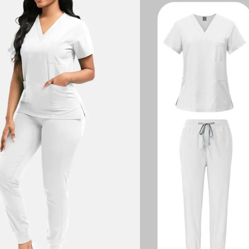 2 Pack Womens Stretch Fitted Vneck Scrub Tops, Ultra Soft Breathable Nursing Medical Scrubs Uniforms with Pockets for Salon Spa Workwear, Clothes, Scrub Top Clothing, Stretch Scrub Set