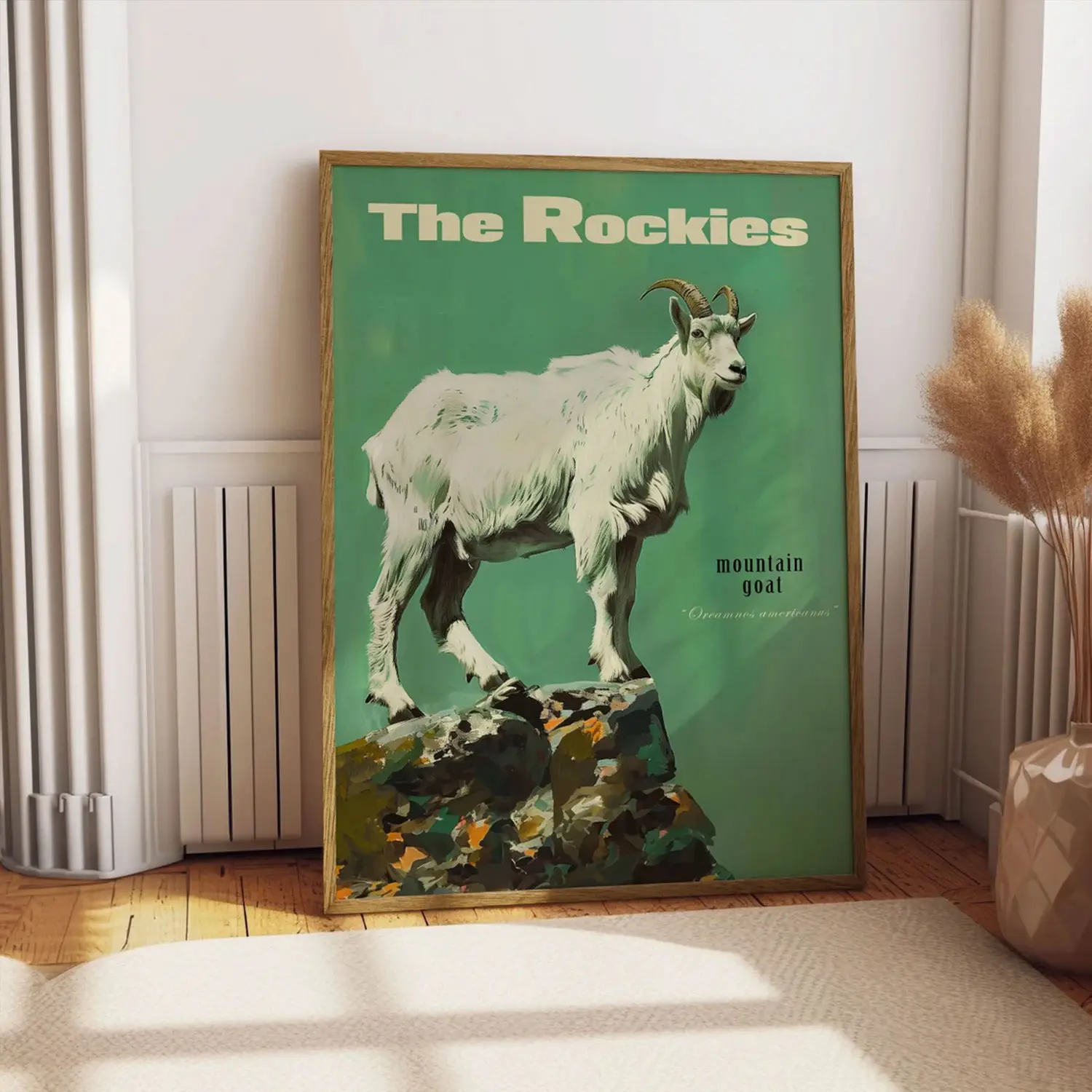 Vintage Mountain Goat Print, Retro Outdoors Poster, Travel Poster, Cabin Cottage Wall Art, Outdoor Sports, Dad For him Gift