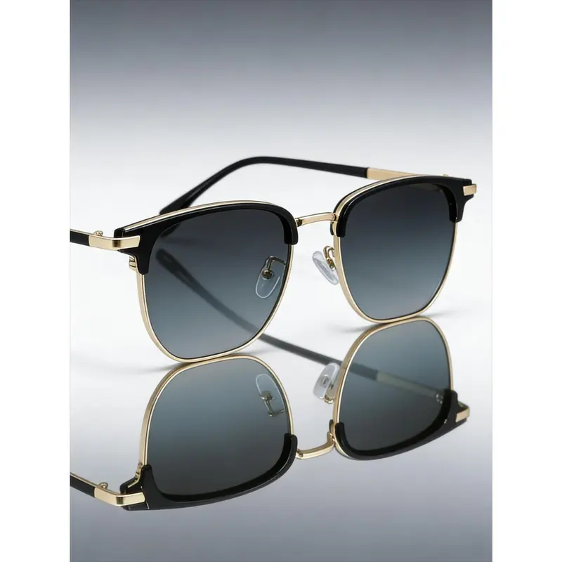 Retro Browline Sunglasses | Streetwear Inspired Black & Silver Shades Authentic Vintage 90s Black Small Browline Frame Sunglasses  main image 4