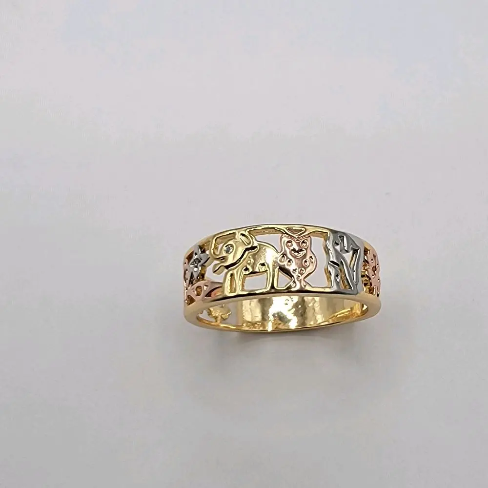 Seven Powers Ring 7 potencias Ring 3 Color Laminated Gold Sizes 7 to 11, Top 8mm Bottom 5mm Sparkling Design for Any Occasion Statement Multi Ring Totem Ring Gold plated.