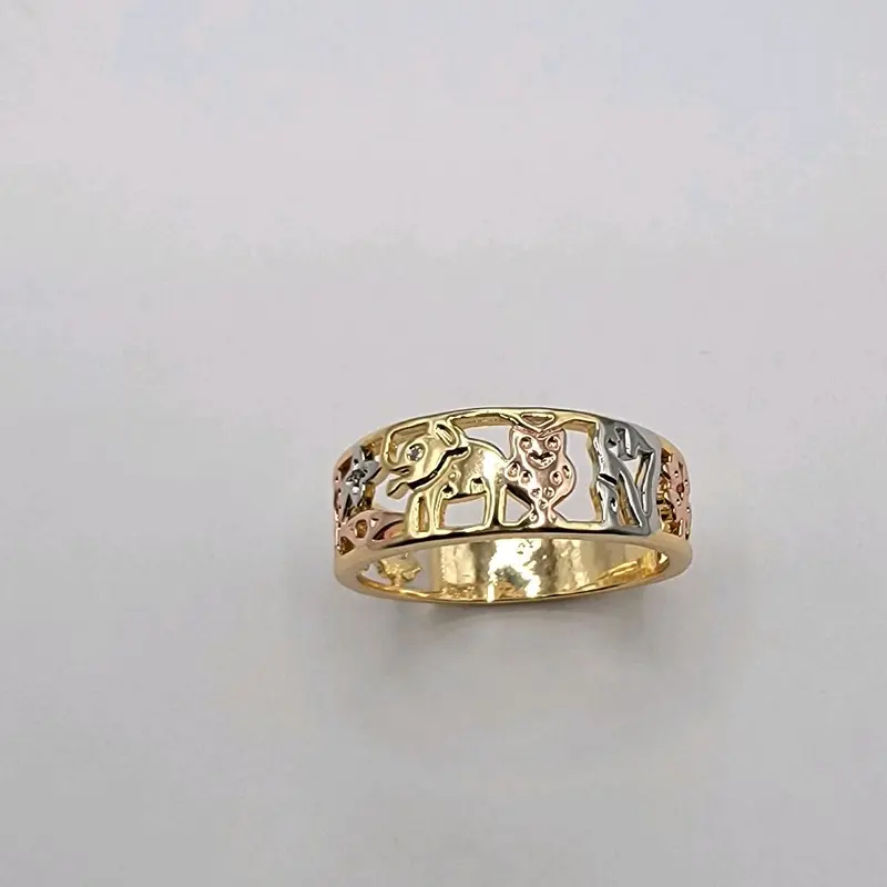 Seven Powers Ring 7 potencias Ring 3 Color Laminated Gold Sizes 7 to 11, Top 8mm Bottom 5mm Sparkling Design for Any Occasion Statement Multi Ring Totem Ring Gold plated.