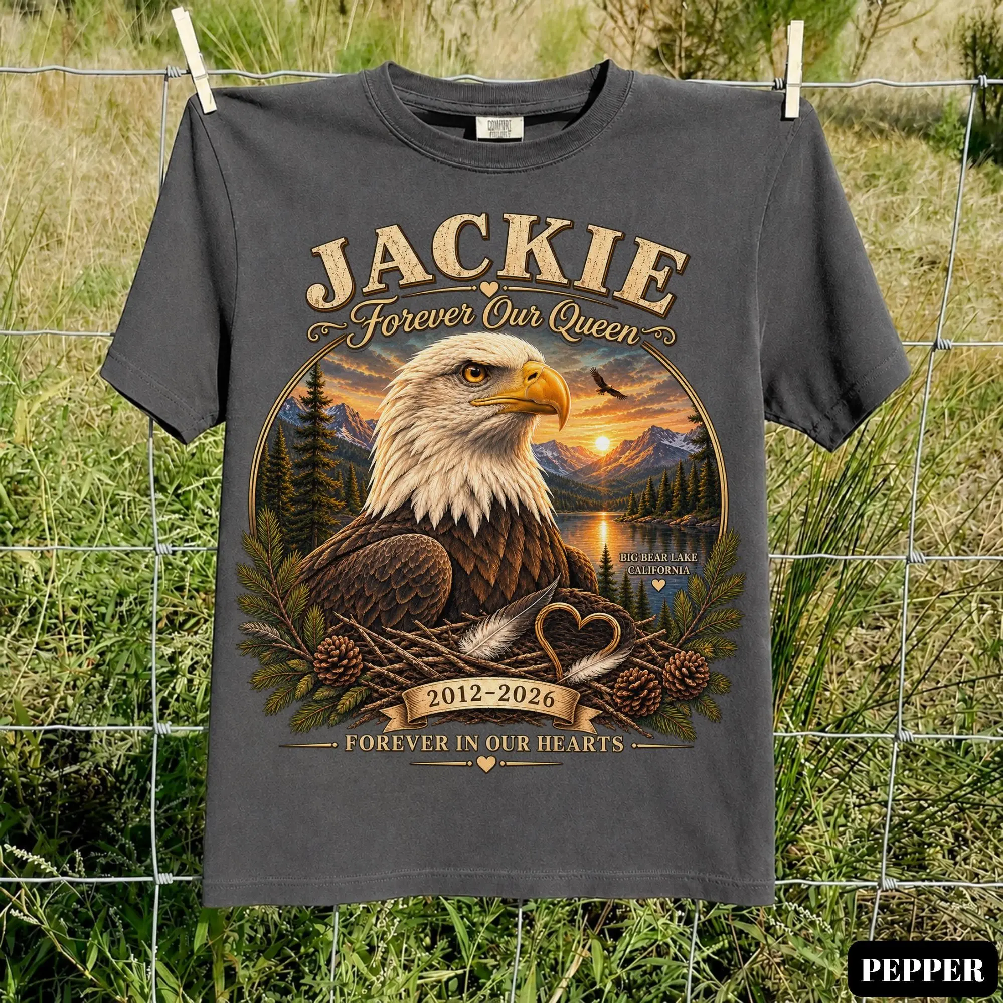 Jackie and Shadow Shirt, Big Bear Bald Eagle Couple Tee, 2026 Viral Nest Cam Gift, Eagle Lover California Wildlife T-Shirt