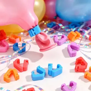 100 Multi-Color Plastic Balloon Tie-Off Tools, Comfortable Reusable Balloon Binding Tool, Party Decoration Accessories