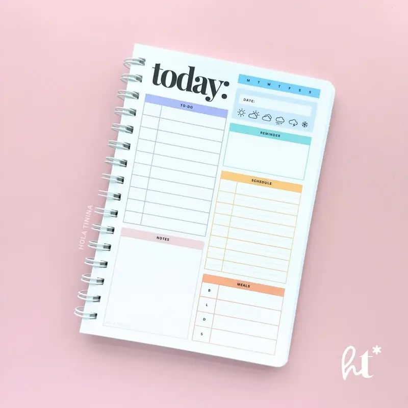 Daily Spiral Planner with 60 Pages 28lb Paper 8x6 inches for Task Organization and Note Taking