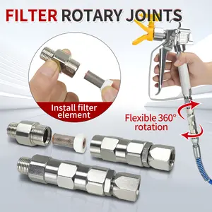 Filter Swivel Joint Stainless Steel 360 Rotation With Filter Mesh For Paint Sprayer Anti Kink Cordless HVLP Kit kraft so raygun kit for diy Universal Gun Female Threaded Adapter paint  sprayer hv lps  gun  satisfaction outdoor painting High-Pressure Car C