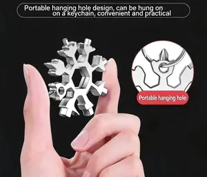 18-in-1 Snowflake Multi-Tool, Stainless Steel Snowflake Wrench, Portable Keychain Tool with Bottle Opener, Hex Wrench & Screwdriver, EDC Gadget for Outdoor Camping, Repair