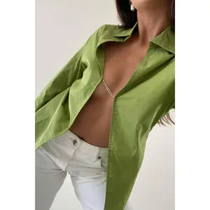 Chain Detail Long Sleeve Collar Top