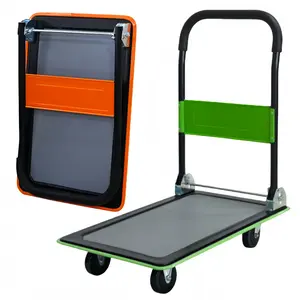 Upgraded Foldable Push Cart Dolly – 330/660 lb Heavy Duty Capacity, Collapsible Flatbed Moving Platform with Swivel Handle, Space-Saving Utility Wagon