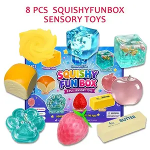 Restock Deals For You! 8-Piece Set Box Malt Sugar Stress Relief Fidget Toys, 8 Different Styles Creative Slow-Return Squishy Sensory Bundle, Party Gift Squishy Kit, summerwins