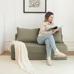 Donext Sofa Bed, Foldable Convertible Twin Sleeper Sofa with Pillow & Backrest, Floor Couch for Living Room, Dorm & Guest Room