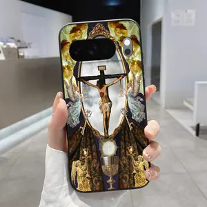Rounded Edge Phone Case for Google Pixel 10 9 8 7 Pro A XL Dear Jesus Pattern Anti-Scratch Shockproof Soft Liquid Silicone Protective Cover Smartphone Casing