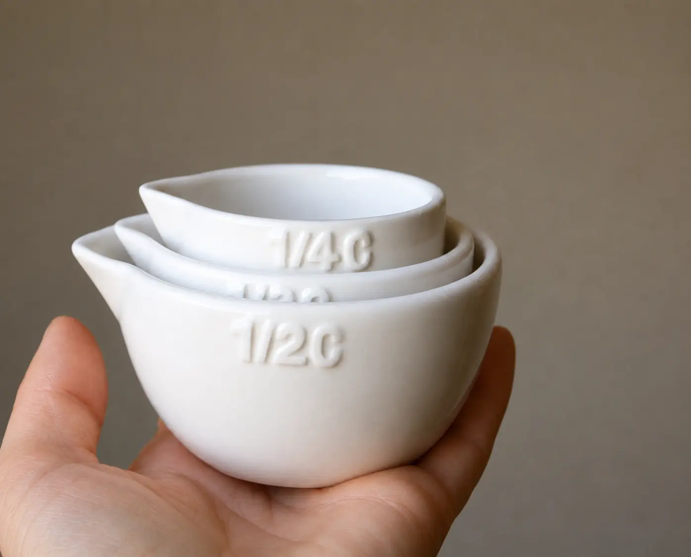 Personalized Ceramic Nesting Measuring Cups Set - Custom Handwritten Gift for Daughter, Bride, Mom or Baking Lover - 1/2 Cup 1/3 Cup 1/4 Cup