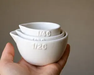 Personalized Ceramic Nesting Measuring Cups Set - Custom Handwritten Gift for Daughter, Bride, Mom or Baking Lover - 1/2 Cup 1/3 Cup 1/4 Cup