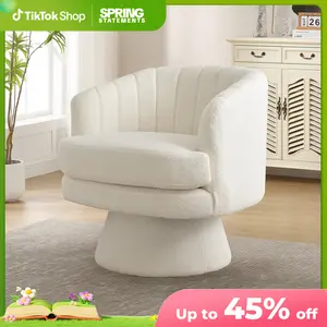 [SpringStatements] Ebello Modern and Comfortable Versatile Wool Chair, Comfortable Round Armchair, 360 Degree Rotating Bucket Chair, Suitable for Living Room, Bedroom, Office
