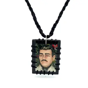 Jesus Malverde Black Scapular Necklace
