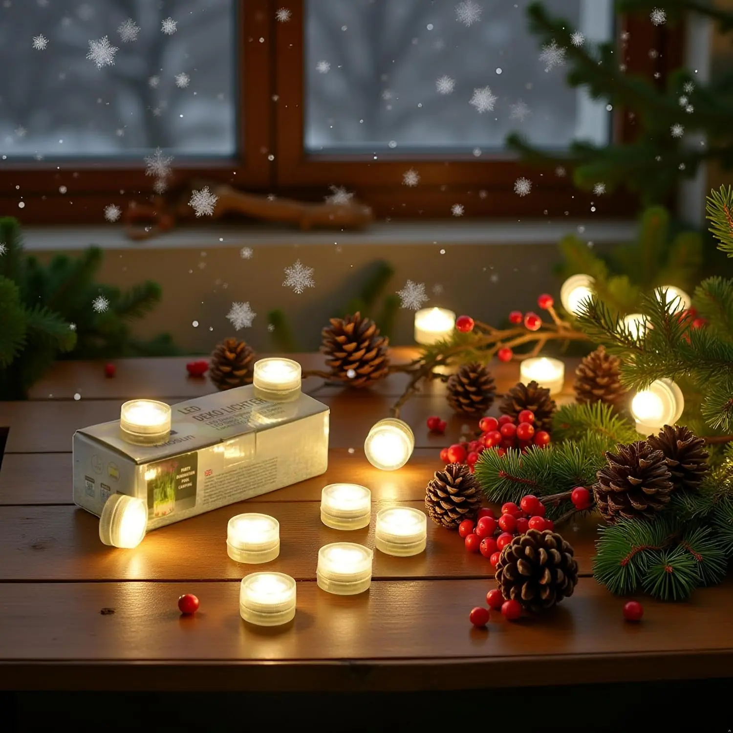 20pcs 1.2 in Decorative Battery-Powered Waterproof Submersible Warm White LED Tea Lights - Floral Glam Accents with Rubber O-Ring, Puck Ornaments for Party, Room Decoration (Batteries Not Included), Led Lights, Paper Lantern, Wireless, Reusable