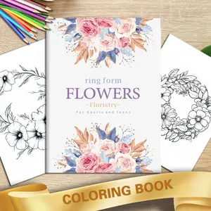 1 PCS Fantasy ring form Flowers  Dream Theme Coloring Book, Cute colouring book, 20 Different Butterfly Flower Coloring page, Helps Reduce Stress and Stay calm, birthday, Christmas, Halloween, perfect gift! (Upgraded version, 20 pages, 10X7.87 inches)