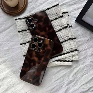 Anti-Shock Protective Amber Tortoise Shell Fashion Leopard Print Tie-Dye Gradient Phone Case Protector, Compatible with iPhone 17 Pro Max/16 Pro Max/15 Pro Max