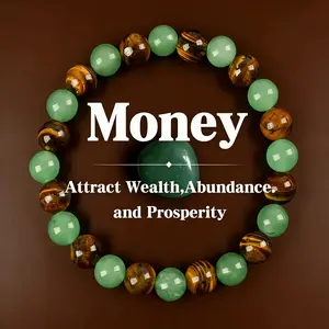 1pc Arpurraina Money Attraction Bracelet |   Green Aventurine & Tiger Eye Colorblock Beaded Bracelets |   Jade Bracelet for Women Men |   Bracelet Stack |   Men Accessories |   Couples Freak Gifts