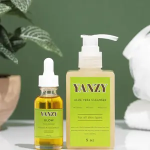 Glow Skin Duo - 2 Step Skincare Kit with Aloe Vera Cleanser & Turmeric Glow Serum for Brightening, Healing, Soothing,Anti Aging, Hydration, Nourishing