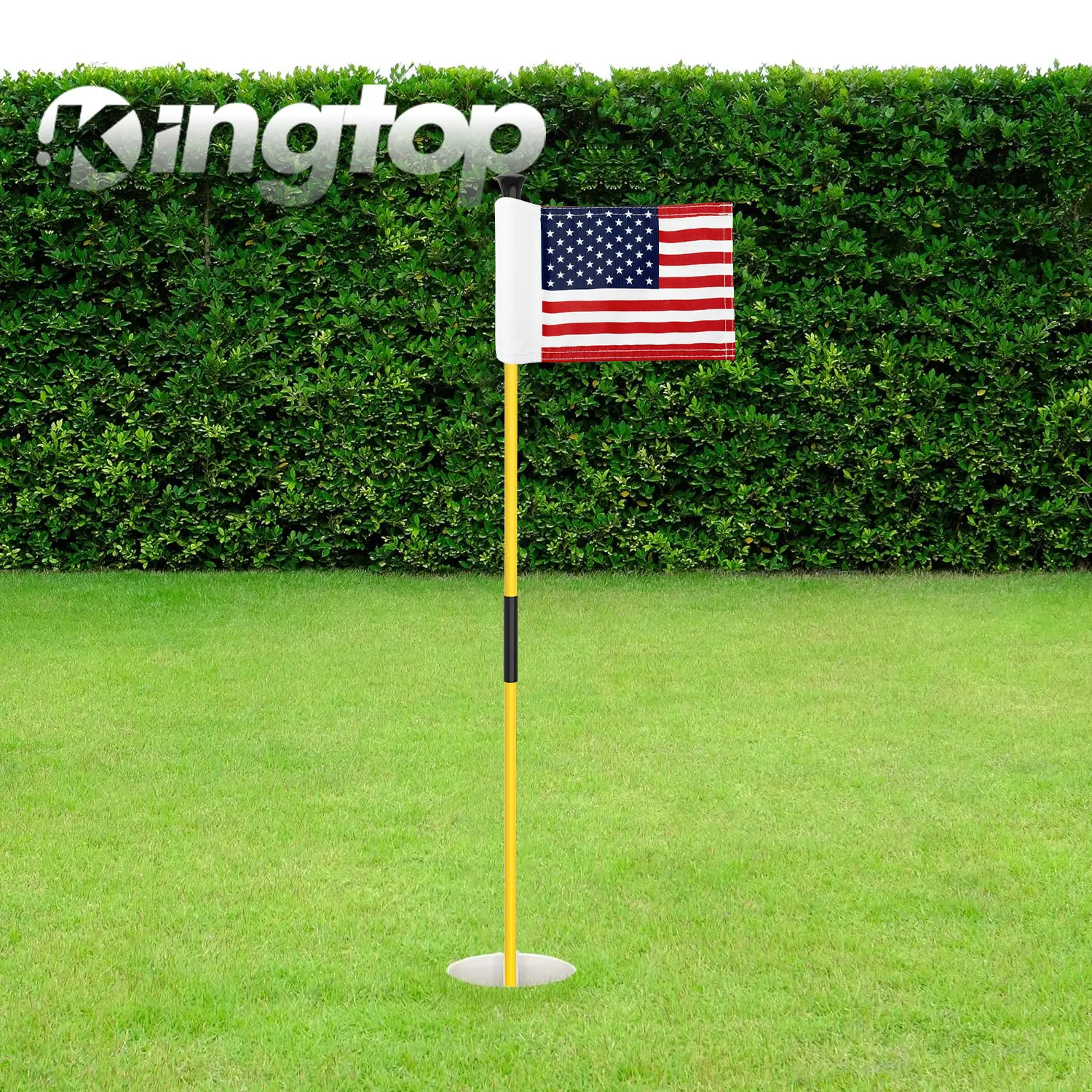 KINGTOP Golf Flagstick, 3ft Compact 2-Section Pin Set with Check Pattern Nylon Fabric Flag & Durable ABS Hole Cup for Backyard Practice, Casual Golf Training Equipment, Easy Transport