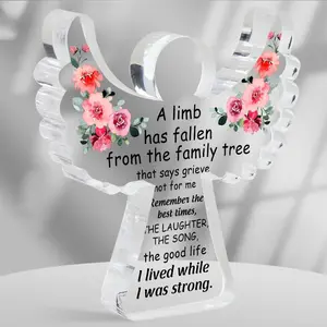 Remembrance Gift, Memory Angel Acrylic Decorative Sign, Sympathy Condolence Gift, Condolences Remembrance Grief Gifts for Loss of Loved One, Sympathy Sign for Home Living Room Desk Centerpiece Decor