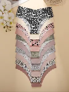 Women's Leopard Pattern Underwear Set, Lingerie, Comfortable Seamless Design, Fitted V-Shape Waistband, All Season Casual Wear