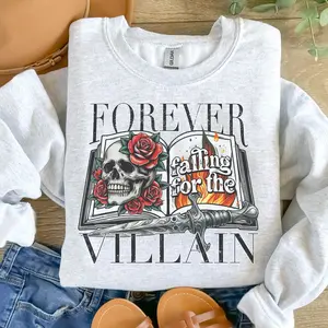 Forever Falling For The Villain Sweatshirt - Ash Grey - Sublimation - Unisex Sizing
