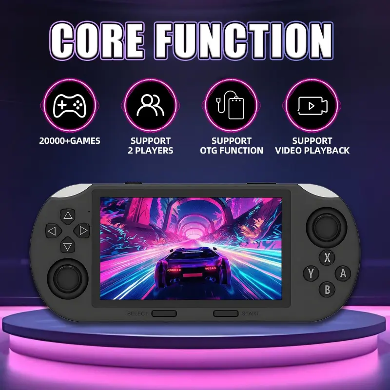 Rediscover the joy of your childhood The SF3000 retro handheld game console, Gaming handheld, features over 20,000 games, 14+ emulators, a 4.5-inch IPS HD screen, a dual-core processor, instant phone charging, and TV connectivity. It's durable!