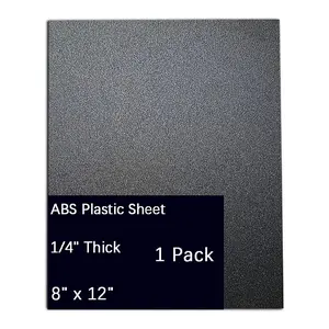 1 count Black ABS Plastic Sheet 8" x 12" x 1/4" Thick (6mm),Thin Rigid Sheet ABS Plastic Board for Sign,Craft,DIY Display Project