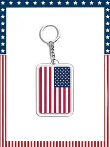 American Flag Keychain, Metal Key Ring Accessory, Elegant Gift, Customizable, Perfect Travel Companion, Fashionable Key Organizer