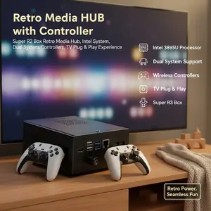 Super R3 Box Retro Media Hub 3865U Processor, Dual System, Wireless Controllers, TV Plug & Play Experience Console