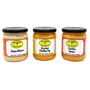 Cheese Dip Variety Pack from Old Florida Gourmet | 3 Glass Jars of Premium Cheese Snacks | Includes Queso Blanco, Cantina Queso & Gourmet Cheddar
