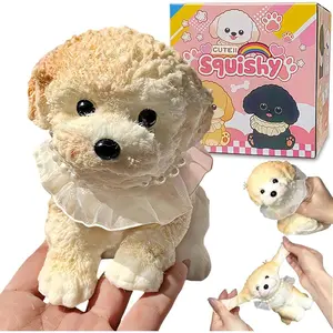Big Taba Squishy Dog, Handmade Squishy Dog Stress Relief Toy for Adult/Kids, Cute & Soft Teddy Dog Design, Perfect Squeeze Toys Gift for Relaxation and Fun(Cream Color)