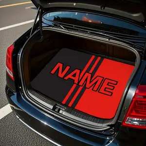 1 personalized car trunk mat suitable for all car models - customizable with name/text and colorful stripe design, soft fabric fits the trunk lining, car accessory gift (name can be added)