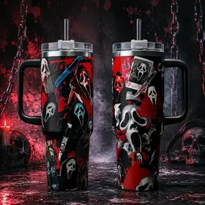 Scream Ghostface Horror Tumbler 40oz 20oz Bloody Scary Movie Cup 40 oz Tumbler With Handle, Tumbler 20oz No Handle, Gifts For Horror Fans