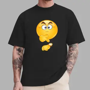Funny Thinking Emoji T-Shirt Waiting Mode Graphic Tee - Viral TikTok Streetwear - Relatable Mood Shirt Unisex