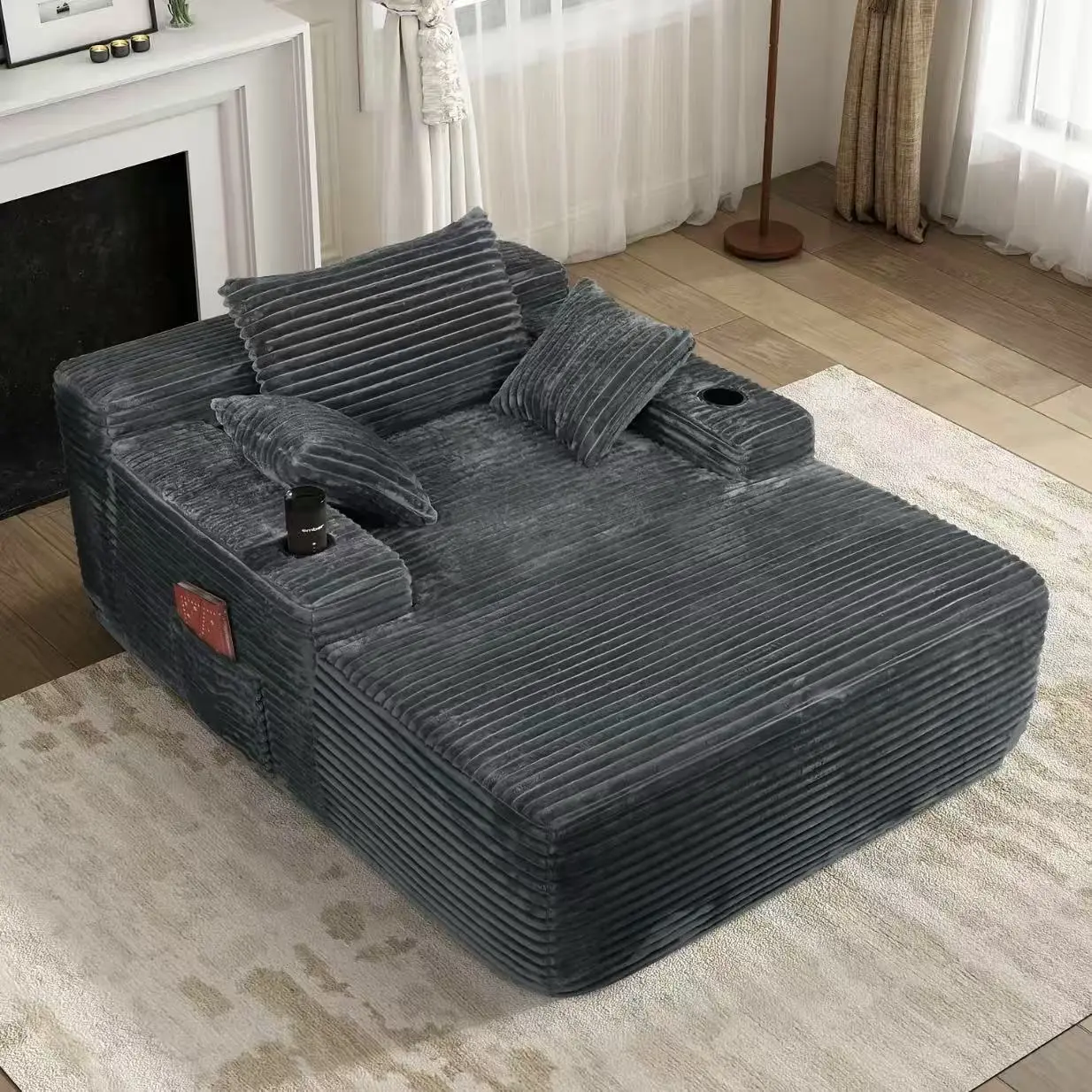 Gray‑Plush (with Cup Holder and Side Pockets)