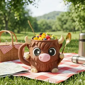 Ice Pint Holder,Ice Cream Pint Sleeves Cover with Handle,Cute Animal Ices Creams Cooler Container Leak Proof Popsicle Cozy Beer Can Cup, Highland Cow Lover Gifts