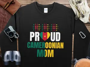 Cameroon Pride Parenting Sweatshirt, Cameroonian Mom Graphic Pullover, Unique Mother's Day Gift, Colorful Heart Design