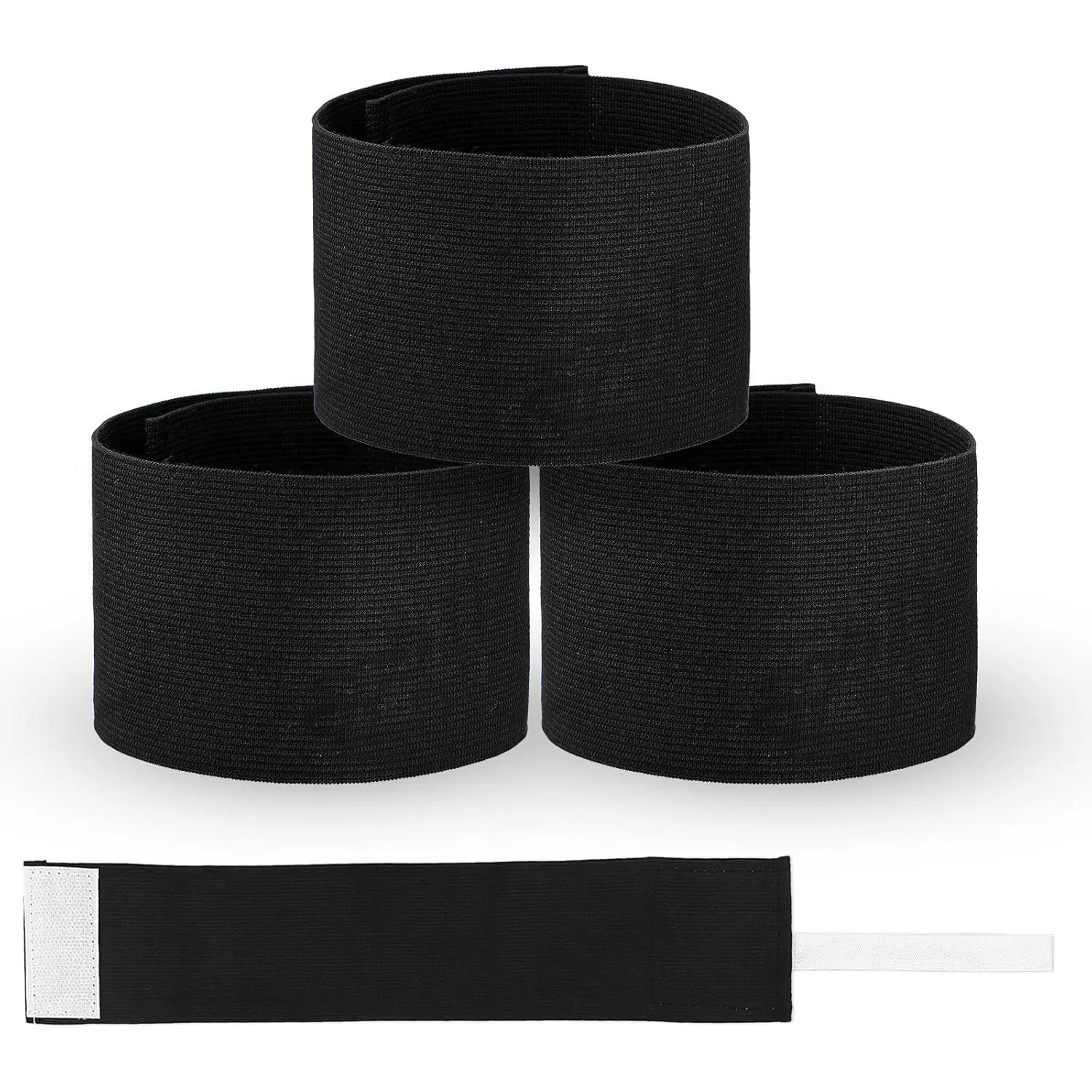 7x33 CM/2.75x13 Inch 3 count Captain Armbands, Black Elastic Arm Band Adjustable Leader Armband Team Sport Armband Soccer Armband Memorial Armband Funeral Mourning Band for Volleyball Basketball Team