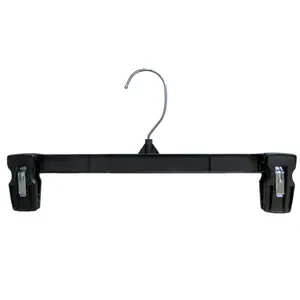 Durable Plastic Pant & Skirt Hanger with Clip Swivel Hook 10 inch 10 Pack Black for Adult Skirts New Storage Hangers