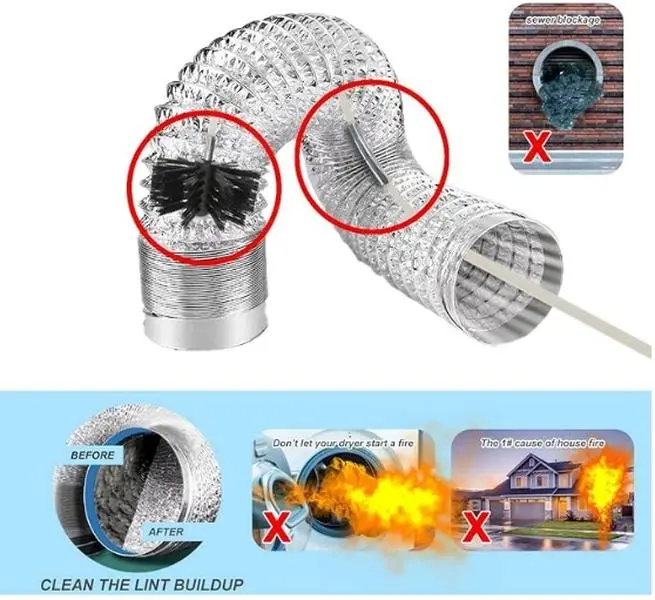 Dryer Vent Cleaner Kit, 20ft Kit, Flexible Lint Brush with Drill Attachment, Fast Cleaning, Synthetic Brush Head